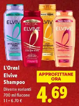Lidl L'Oreal Elvive Shampoo offerta