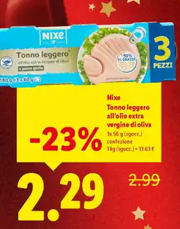 Lidl Nixe Tonno leggero all'olio extra vergine di oliva offerta