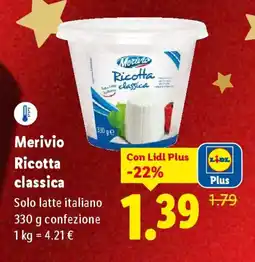 Lidl Merivio Ricotta classica offerta