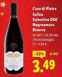 Lidl Cuor di Pietra Salice Salentino DOC Negroamaro Riserva offerta
