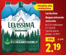 Lidl Levissima Acqua minerale naturale offerta