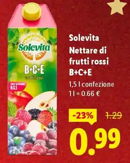 Lidl Solevita Nettare di frutti rossi B+C+E offerta