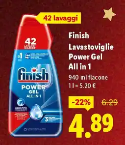 Lidl Finish Lavastoviglie Power Gel All in 1 offerta