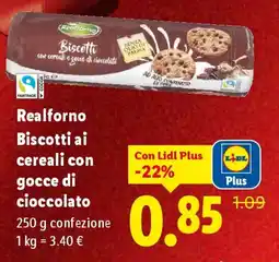 Lidl Realforno Biscotti ai cereali con gocce di cioccolato offerta