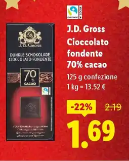 Lidl J.D. Gross Cioccolato fondente 70% cacao offerta