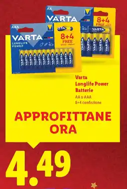 Lidl Varta Longlife Power Batterie offerta