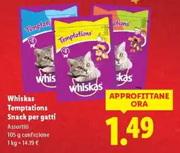 Lidl Whiskas Temptations Snack per gatti offerta