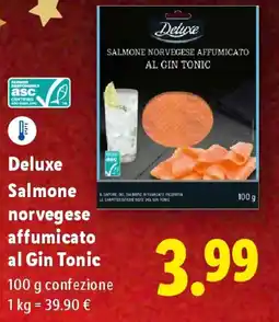 Lidl Deluxe Salmone norvegese affumicato al Gin Tonic offerta