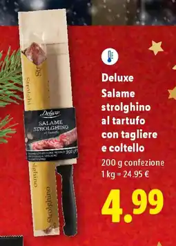 Lidl Deluxe Salame strolghino al tartufo con tagliere e coltello offerta