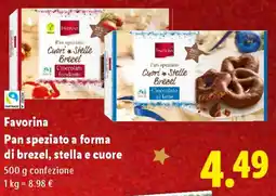 Lidl Favorina Pan speziato a forma di brezel, stella e cuore offerta