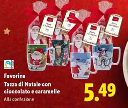 Lidl Favorina Tazza di Natale con cioccolato e caramelle offerta