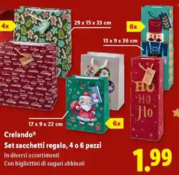 Lidl Crelando Set sacchetti regalo, 4 o 6 pezzi offerta