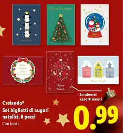 Lidl Crelando Set biglietti di auguri natalizi, 6 pezzi offerta