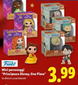 Lidl Funkö Mini personaggi "Principesse Disney, One Piece" offerta