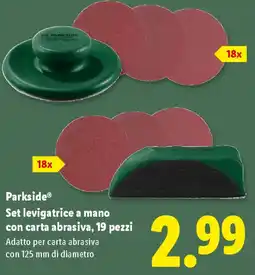 Lidl Parkside Set levigatrice a mano con carta abrasiva, 19 pezzi offerta