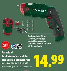 Lidl Parkside Avvitatore ricaricabile con cambio bit integrato offerta