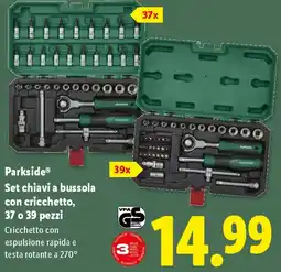 Lidl Parkside Set chiavi a bussola con cricchetto, 37 o 39 pezzi offerta