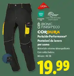 Lidl Parkside Performance Pantaloni da lavoro per uomo offerta