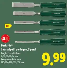 Lidl Parkside Set scalpelli per legno, 5 pezzi offerta