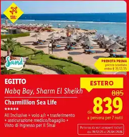 Lidl EGITTO Charmillion Sea Life offerta