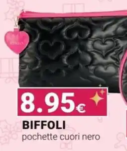 Tigotà BIFFOLI pochette cuori nero offerta