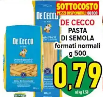 Iper Triscount De cecco pasta di semola offerta