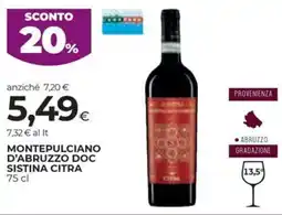 Coop Montepulciano d'abruzzo doc sistina CITRA offerta