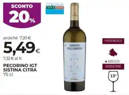 Coop Pecorino igt sistina CITRA offerta