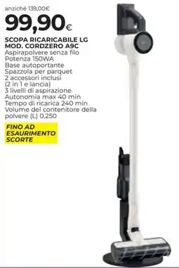 Coop Scopa ricaricabile lg mod. cordzero A9C offerta