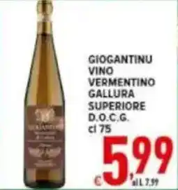 Iper Triscount Giogantinu vino vermentino gallura superiore d.o.c.g. offerta