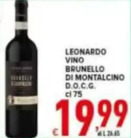 Iper Triscount Leonardo vino brunello di montalcino d.o.c.g. offerta