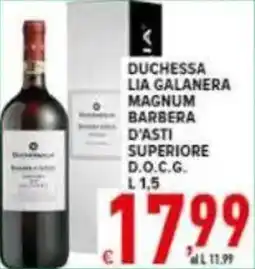 Iper Triscount Duchessa lia galanera magnum barbera d'asti superiore d.o.c.g. offerta