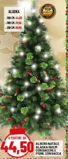 Risparmio Casa Albero natale alaska 150cm con bacchee pigne con sacca offerta