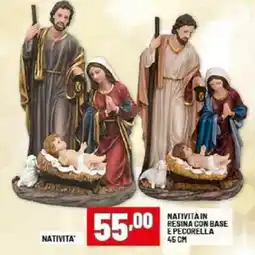 Risparmio Casa Natività in resina con base e pecorella 45cm offerta