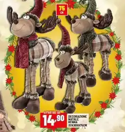 Risparmio Casa Decorazione natale renna 33x30xh75cm offerta