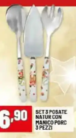 Risparmio Casa Set 3 posate natur con manico porc 3 pezzi offerta