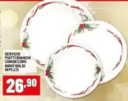 Risparmio Casa Servizio piatti bianchi con decoro agrifoglio 18 pezzi offerta