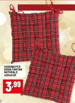 Risparmio Casa Cuscino per sedia tartan naturale 40x40cm offerta