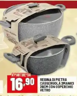 Risparmio Casa Regina di pietra casseruola 2manici 26cm con coperchio vetro offerta