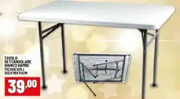 Risparmio Casa Tavolo rettangolare bianco gambe pieghevoli 122x76x74cm offerta