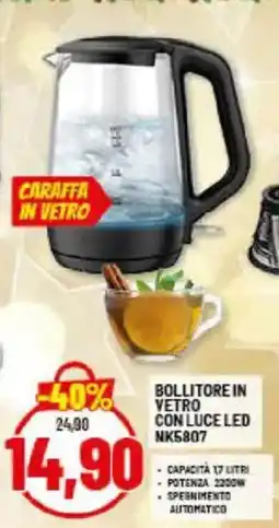Risparmio Casa BOLLITORE IN VETRO CON LUCE LED NK5807 offerta
