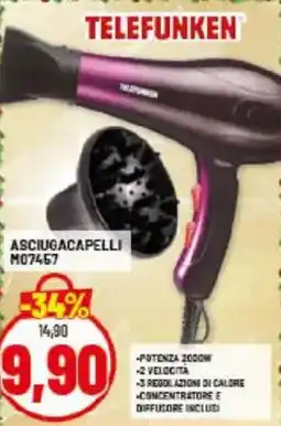 Risparmio Casa TELEFUNKEN ASCIUGACAPELLI M07457 offerta