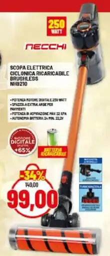 Risparmio Casa NECCHI SCOPA ELETTRICA CICLONICA RICARICABILE BRUSHLESS NH9210 offerta