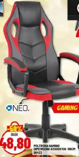 Risparmio Casa NEO POLTRONA GAMING DIMENSIONI: 63X60X108-118CM 96422 offerta