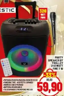 Risparmio Casa MAJESTIC party speaker bt trolley 240 watt firet 10 offerta