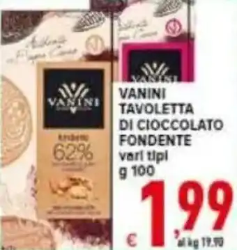 Iper Triscount Vanini tavoletta di cioccolato fondente offerta