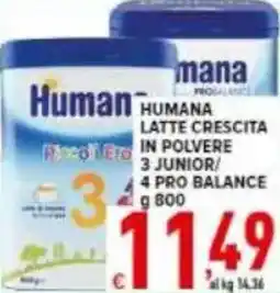 Iper Triscount Humana latte crescita in polvere 3 junior/4 pro balance offerta