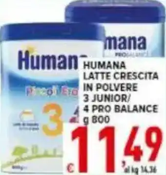 Iper Triscount Humana latte crescita in polvere 3 junior/4 pro balance offerta