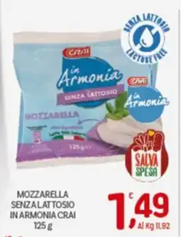 Crai Mozzarella senza lattosio in armonia CRAI offerta