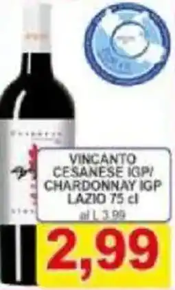 Pewex Vincanto cesanese IGP chardonnay IGP lazio offerta